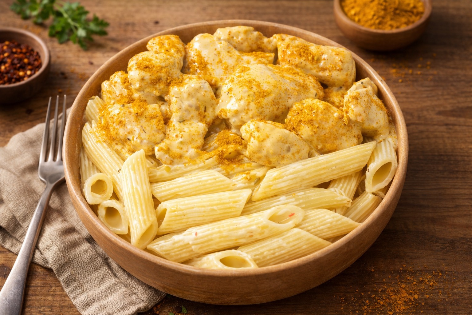 KÖRİ SOSLU TAVUK MAKARNA