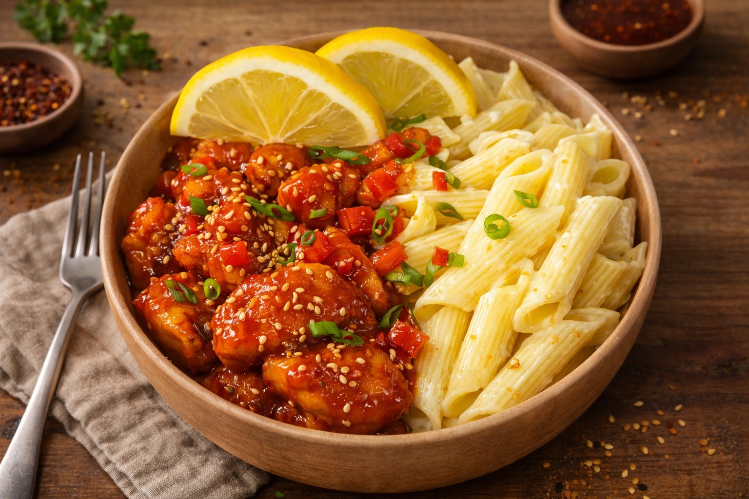 ACI EKŞİ TATLI TAVUK MAKARNA